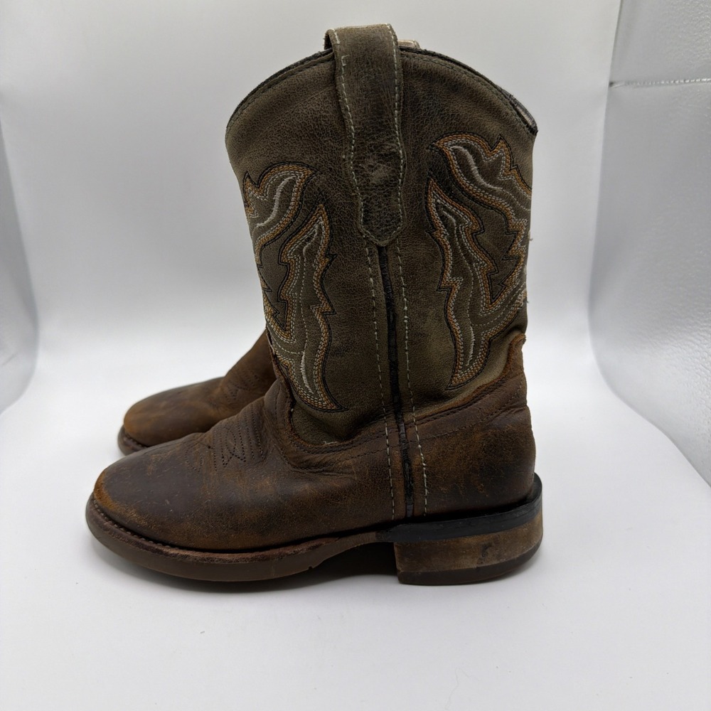 Old West‎ BRC2001 Youth Cowboy Boots Brown Leather Kids Size 10.5D